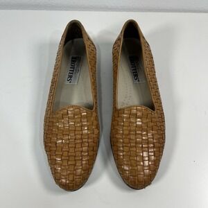 Trotters Liz 51-576 Woven Leather Slip-On Loafers, Camel Size 8.5 S
